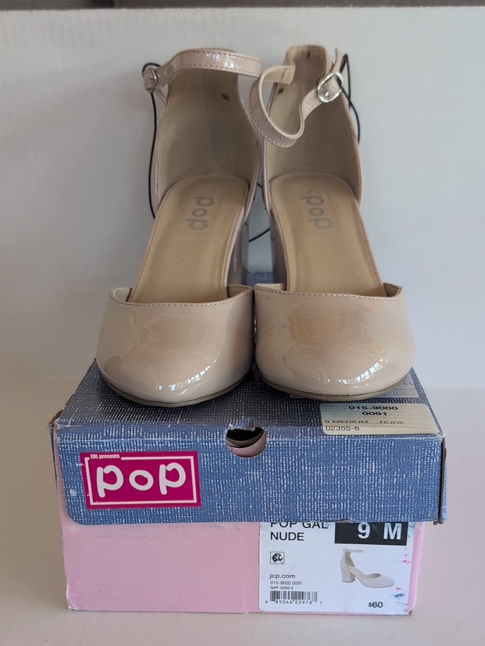 POP Nude Patent Ankle-Strap Heels